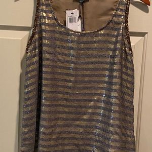 NWT Women's large Gold and Black Sequin Tank Top(e27)